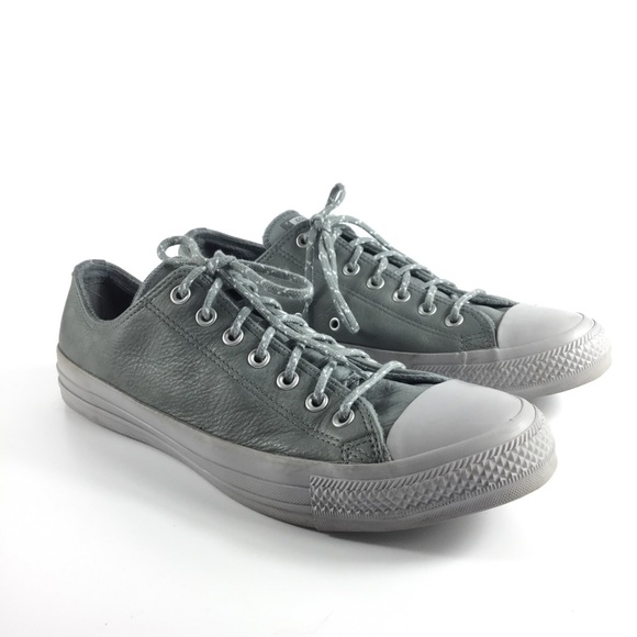 Converse Gray Leather Chuck Taylor Low Tops Unisex